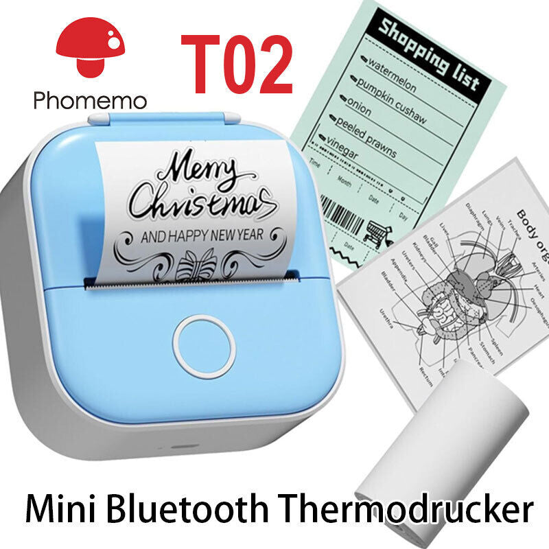 Phomemo T02 Mini Tragbarer Aufkleber Drucker Bluetooth Drahtloser Thermodrucker